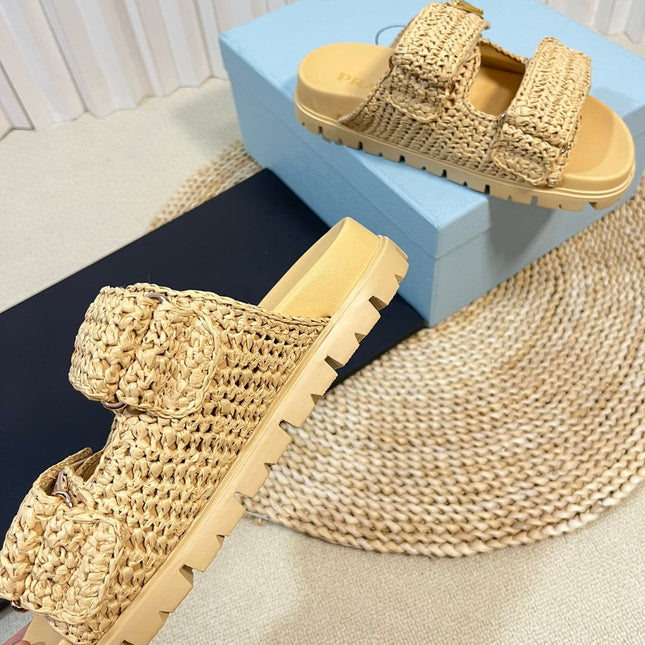 Pra Raffia Cork Slide 40 Beige