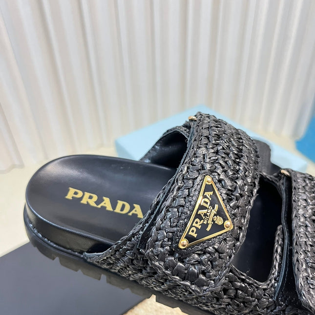 Pra Raffia Cork Slide 40 Black