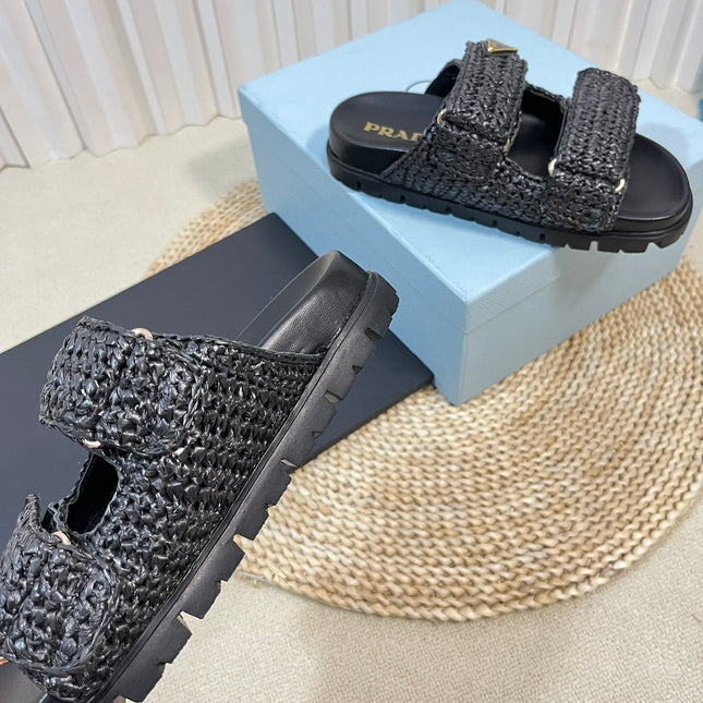 Pra Raffia Cork Slide 40 Black