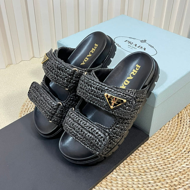 Pra Raffia Cork Slide 40 Black