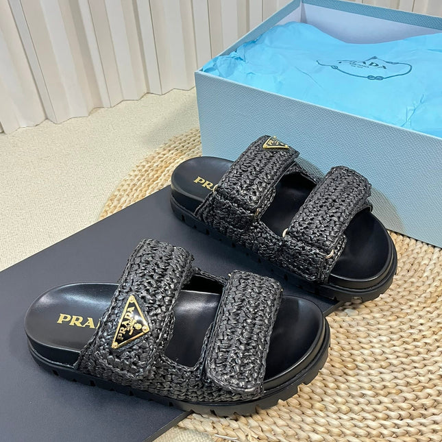 Pra Raffia Cork Slide 40 Black