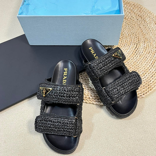 Pra Raffia Cork Slide 40 Black