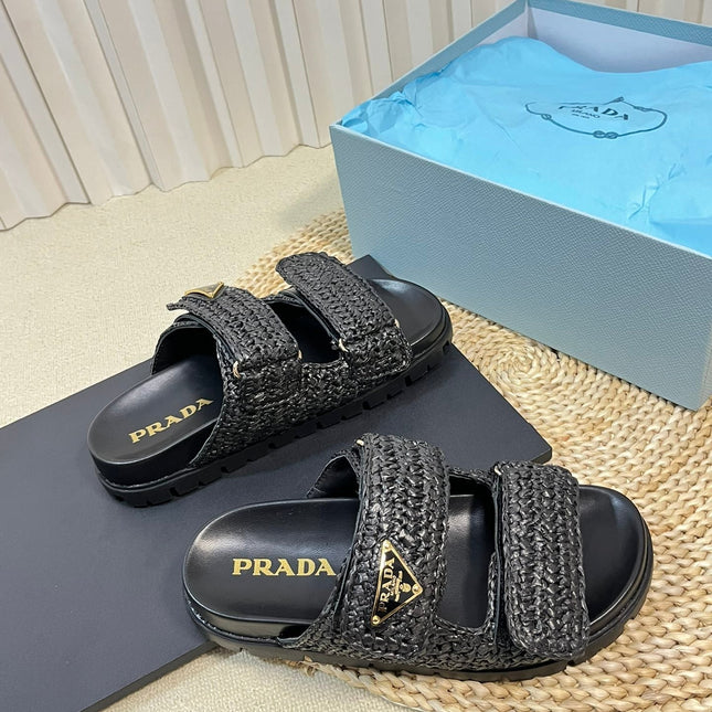 Pra Raffia Cork Slide 40 Black
