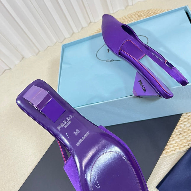 PRA POINTED TOE SLINGBACK PUMPS VIOLET SATIN