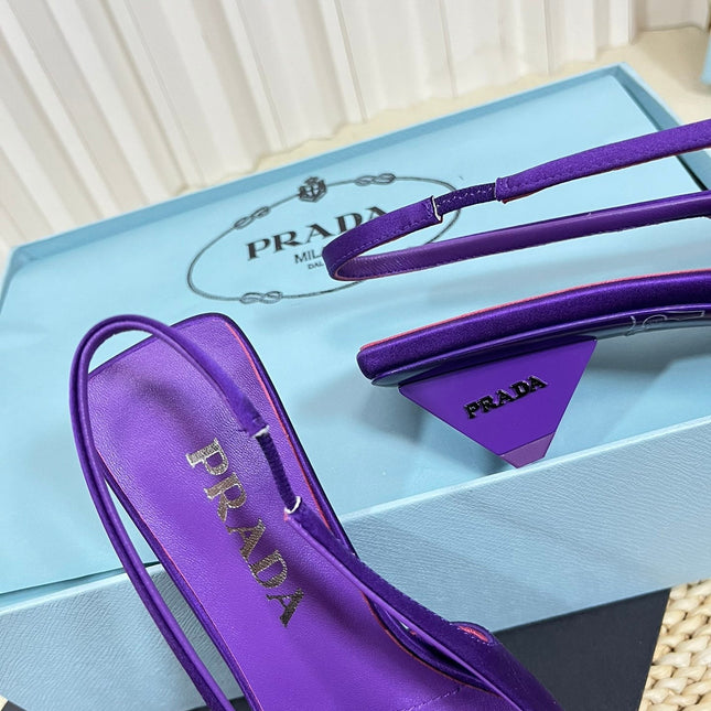 PRA POINTED TOE SLINGBACK PUMPS VIOLET SATIN