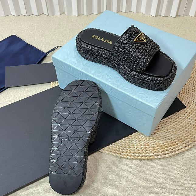 Crochet Flatform Slides 40 Black