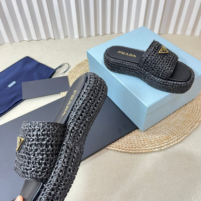 Crochet Flatform Slides 40 Black