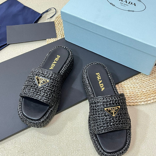 Crochet Flatform Slides 40 Black