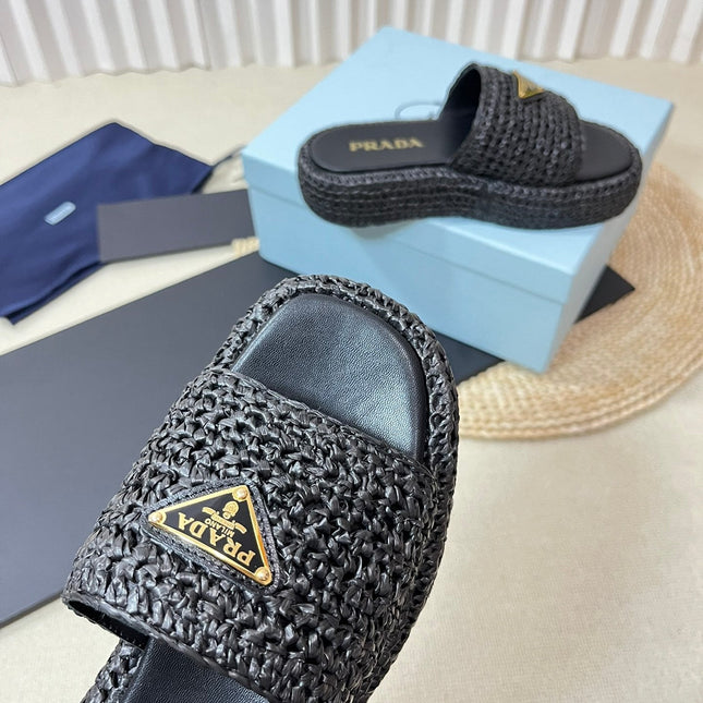 Crochet Flatform Slides 40 Black