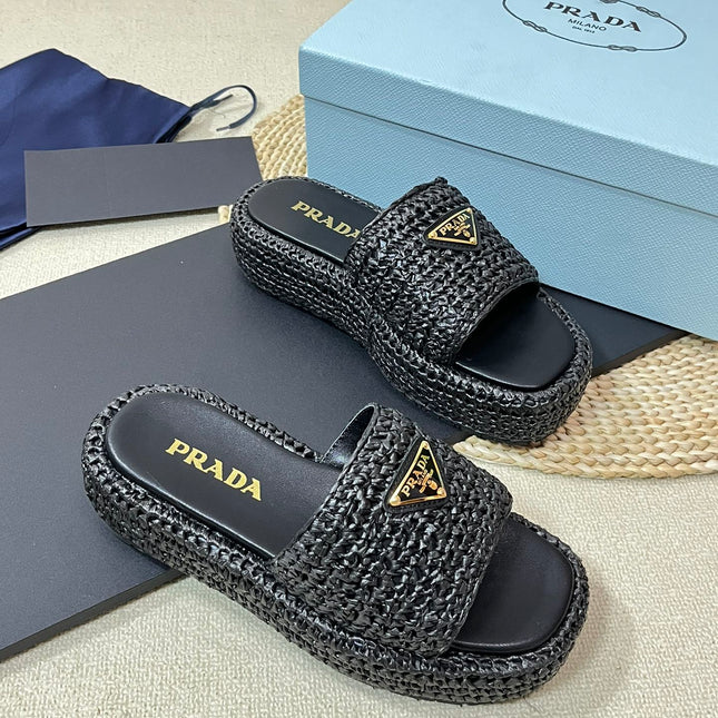 Crochet Flatform Slides 40 Black