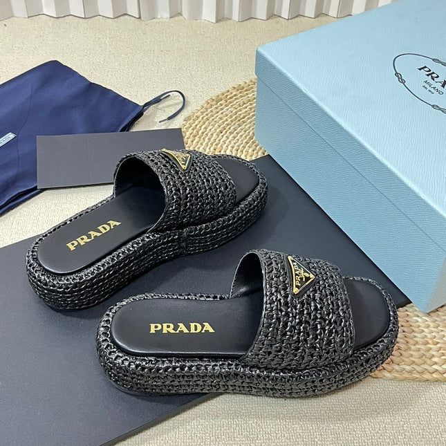 Crochet Flatform Slides 40 Black