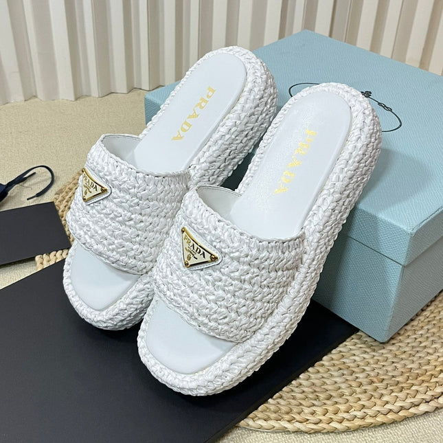 Crochet Flatform Slides 40 White