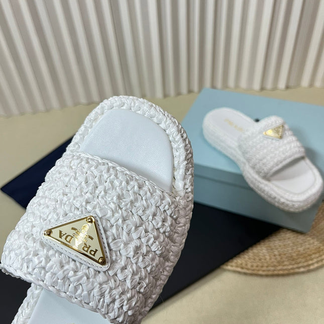 Crochet Flatform Slides 40 White