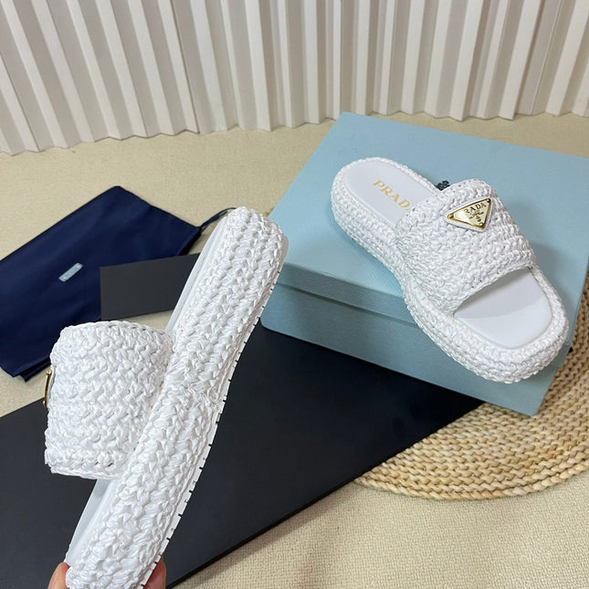 Crochet Flatform Slides 40 White