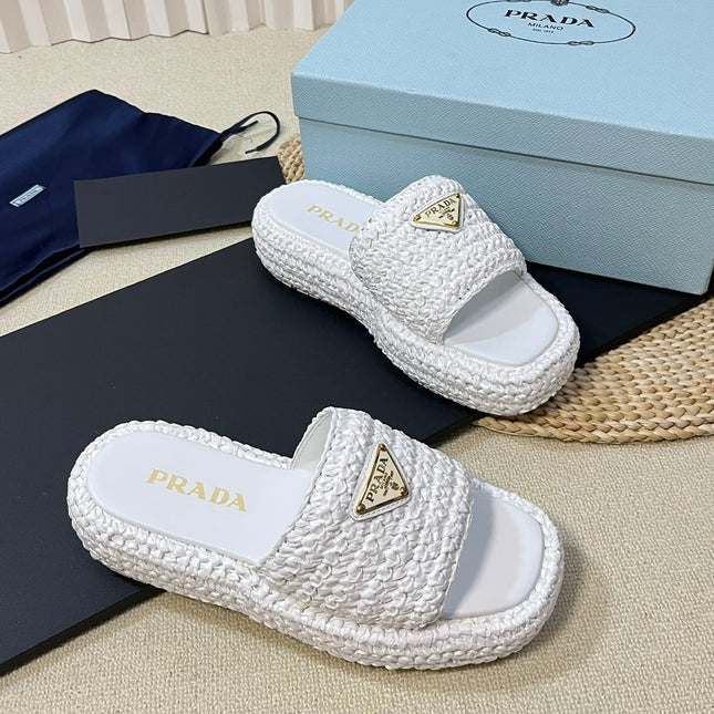 Crochet Flatform Slides 40 White