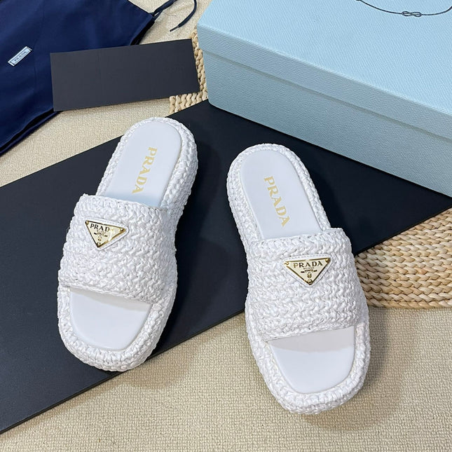 Crochet Flatform Slides 40 White