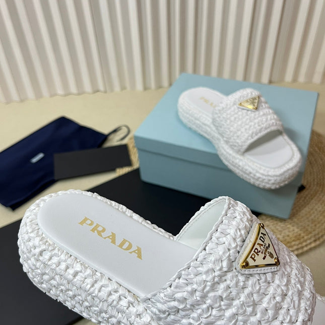 Crochet Flatform Slides 40 White