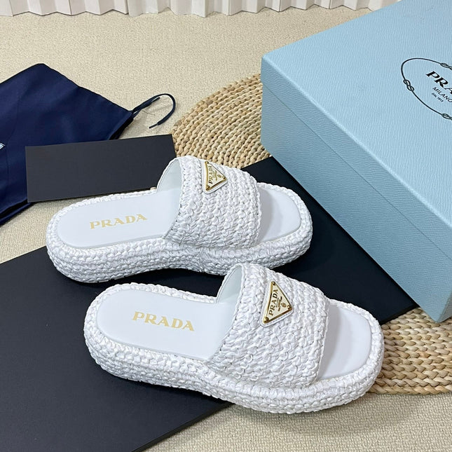 Crochet Flatform Slides 40 White