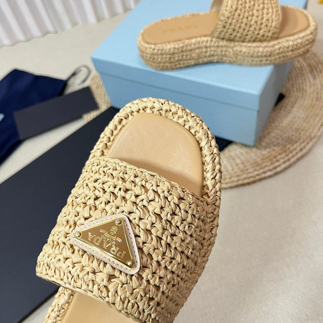 Crochet Flatform Slides 40 Beige