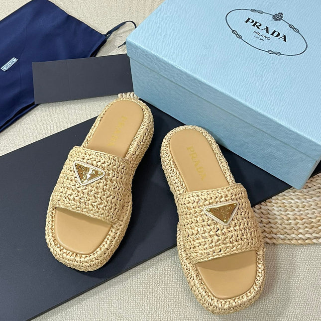 Crochet Flatform Slides 40 Beige