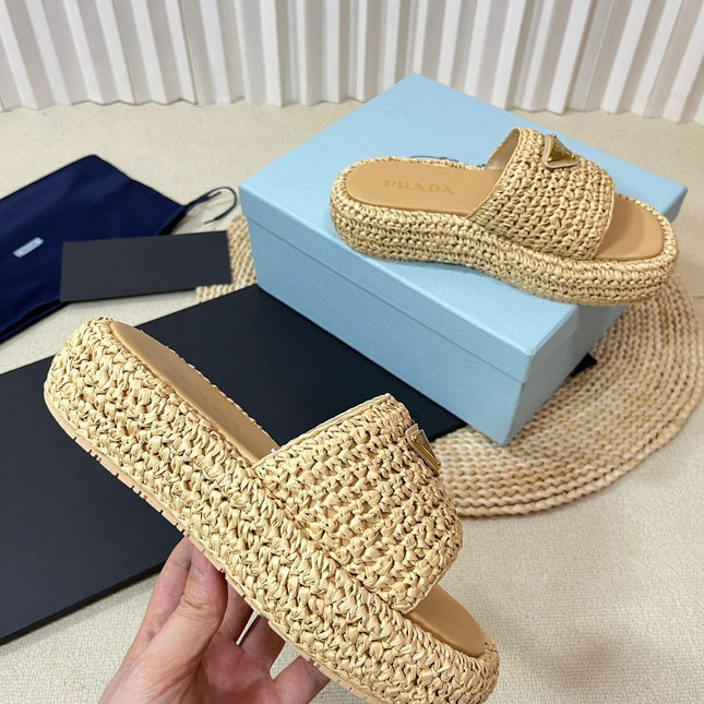 Crochet Flatform Slides 40 Beige