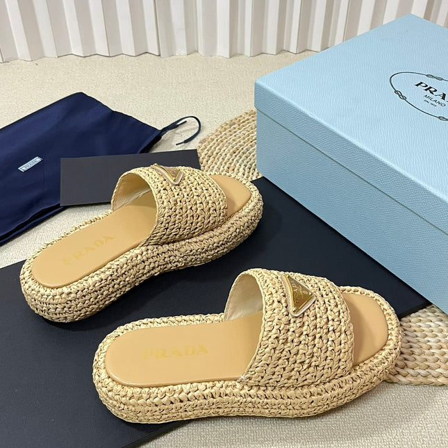 Crochet Flatform Slides 40 Beige
