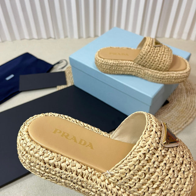 Crochet Flatform Slides 40 Beige