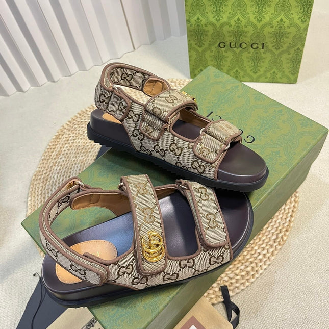 GG  Sandal With Double G Brown Caro