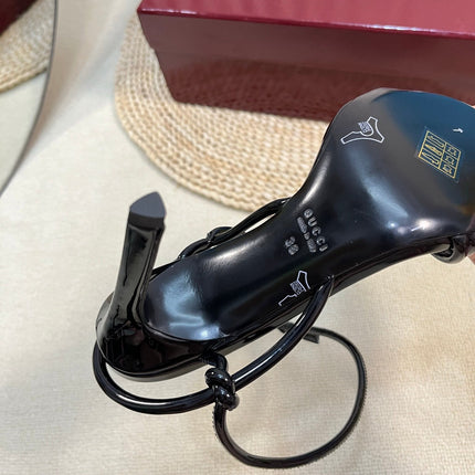 HIGH SANDAL 10 CM IN BLACK GLOSSY CALFSKIN