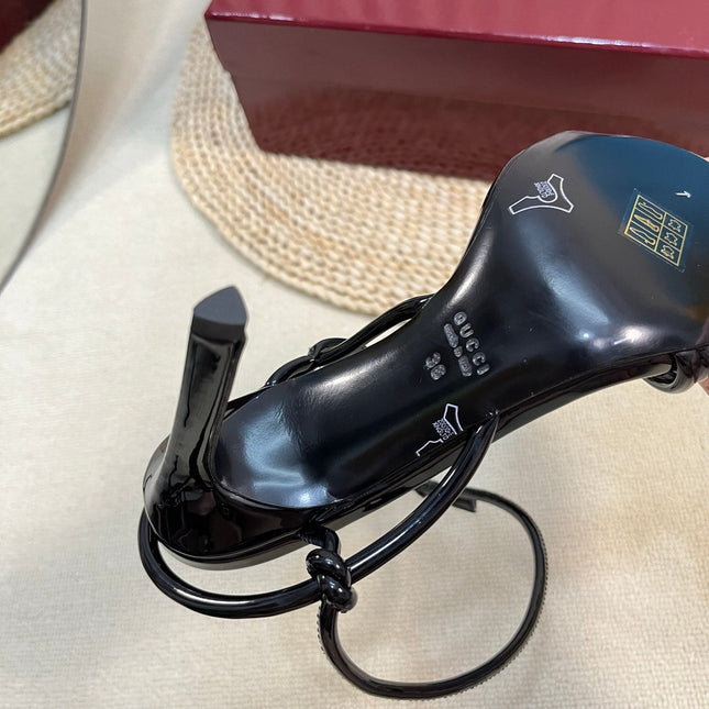 HIGH SANDAL 10 CM IN BLACK GLOSSY CALFSKIN