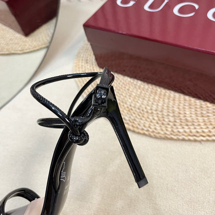 HIGH SANDAL 10 CM IN BLACK GLOSSY CALFSKIN