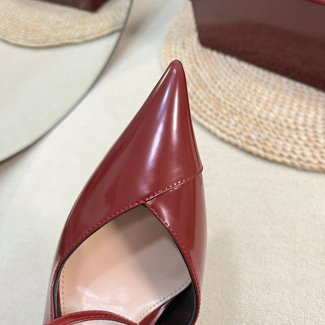HIGH SLINGBACK PUMP 10 CM IN CHERRY RED GLOSSY CALFSKIN