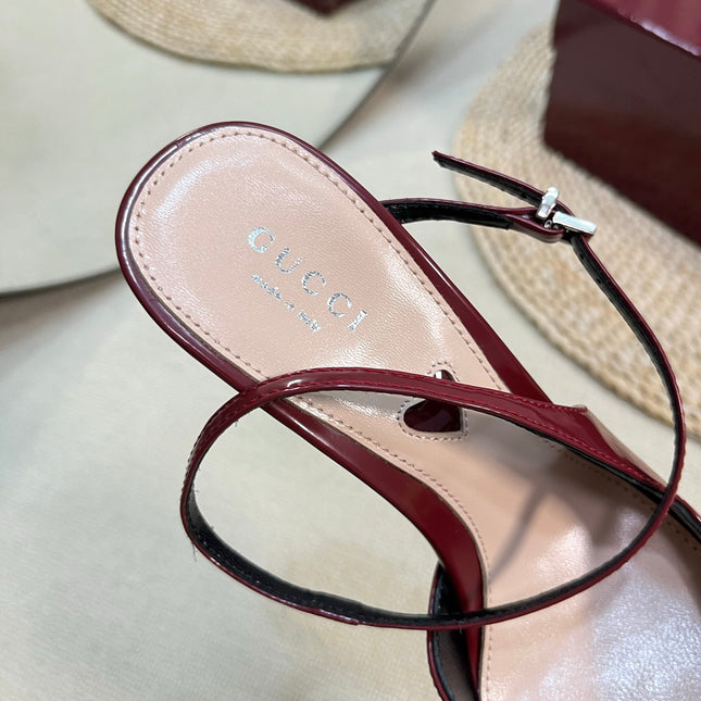 HIGH SLINGBACK PUMP 10 CM IN CHERRY RED GLOSSY CALFSKIN