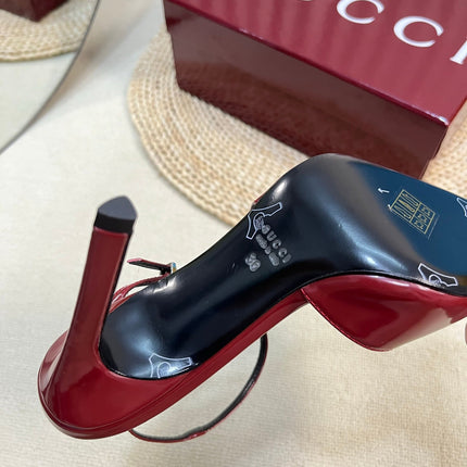 HIGH SLINGBACK PUMP 10 CM IN CHERRY RED GLOSSY CALFSKIN