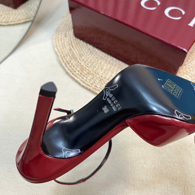 HIGH SLINGBACK PUMP 10 CM IN CHERRY RED GLOSSY CALFSKIN