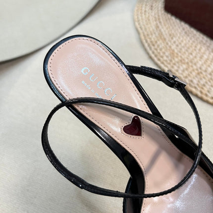 HIGH SLINGBACK PUMP 10 CM IN BLACK GLOSSY CALFSKIN