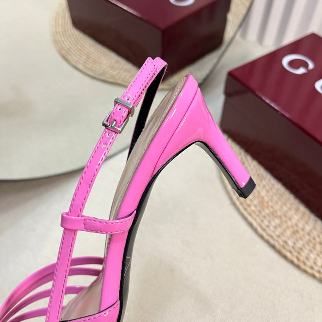 SLINGBACK PUMP 6 CM IN FUSCIA PINK GLOSSY CALFSKIN