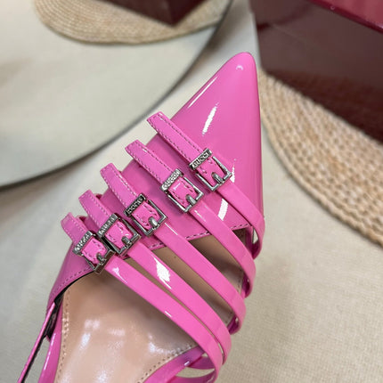 SLINGBACK PUMP 6 CM IN FUSCIA PINK GLOSSY CALFSKIN