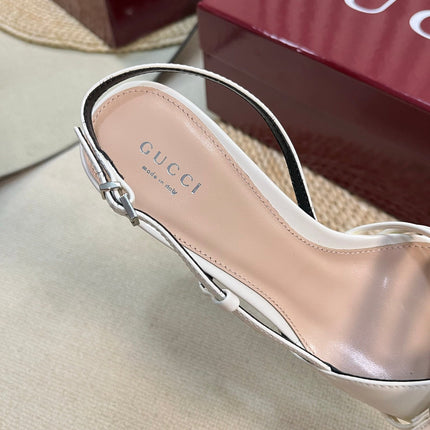 SLINGBACK PUMP 6 CM IN WHITE GLOSSY CALFSKIN