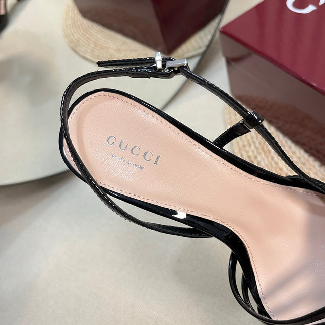 SLINGBACK PUMP 6 CM IN BLACK GLOSSY CALFSKIN