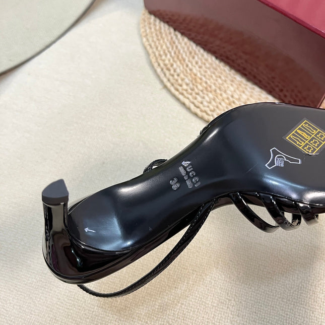 SLINGBACK PUMP 6 CM IN BLACK GLOSSY CALFSKIN