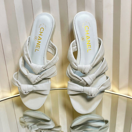 THREE STRAPS MULE IN WHITE CALFSKIN