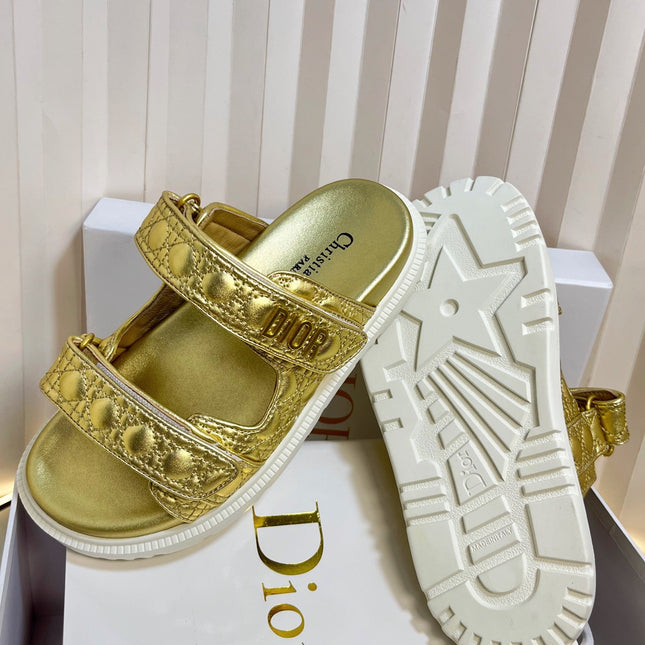 DIORACT SLIDES 25MM IN GOLD PATENT CALFSKIN