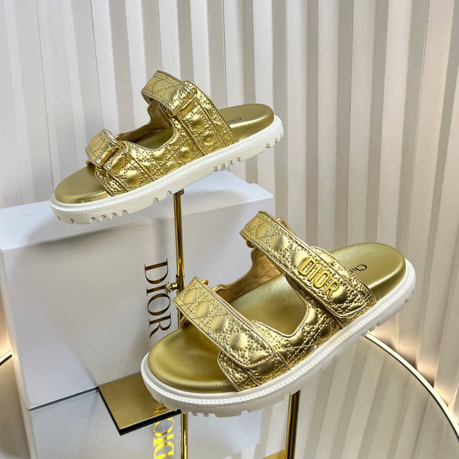 DIORACT SLIDES 25MM IN GOLD PATENT CALFSKIN