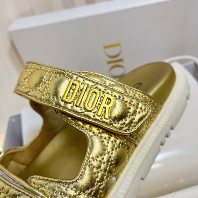 DIORACT SLIDES 25MM IN GOLD PATENT CALFSKIN
