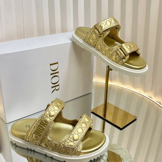 DIORACT SLIDES 25MM IN GOLD PATENT CALFSKIN