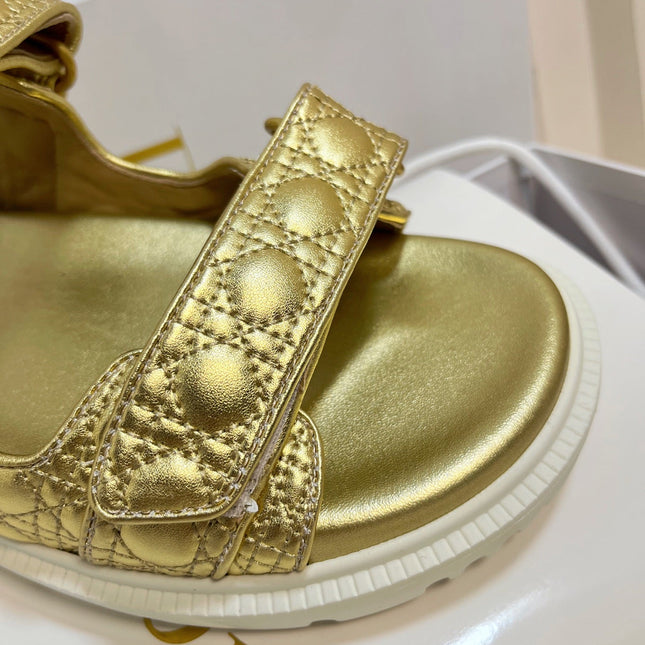 DIORACT SLIDES 25MM IN GOLD PATENT CALFSKIN
