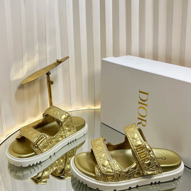DIORACT SLIDES 25MM IN GOLD PATENT CALFSKIN