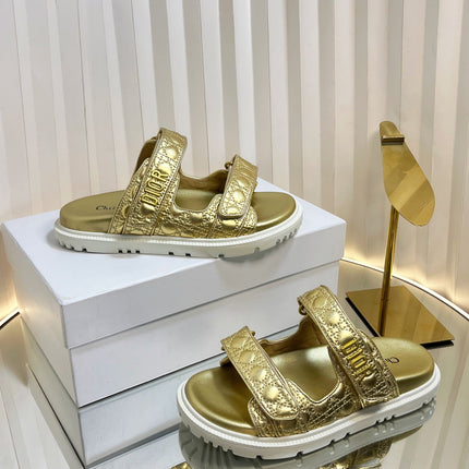 DIORACT SLIDES 25MM IN GOLD PATENT CALFSKIN