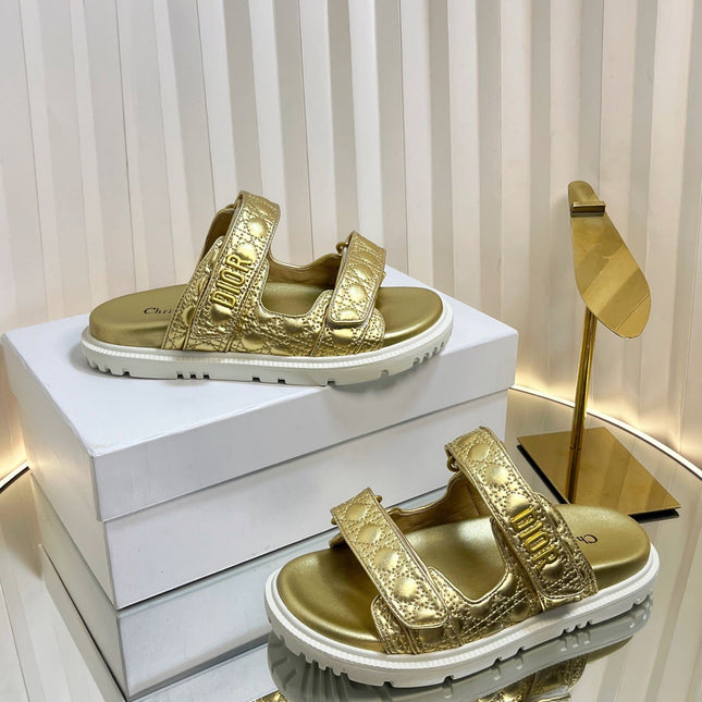 DIORACT SLIDES 25MM IN GOLD PATENT CALFSKIN